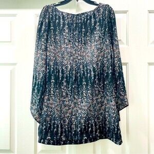 Topshop Black Ditsy Floral Bell Sleeve Mini Dress Size 6